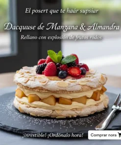 Docquaise de Manzana y almendra, relleno con frutos rojos